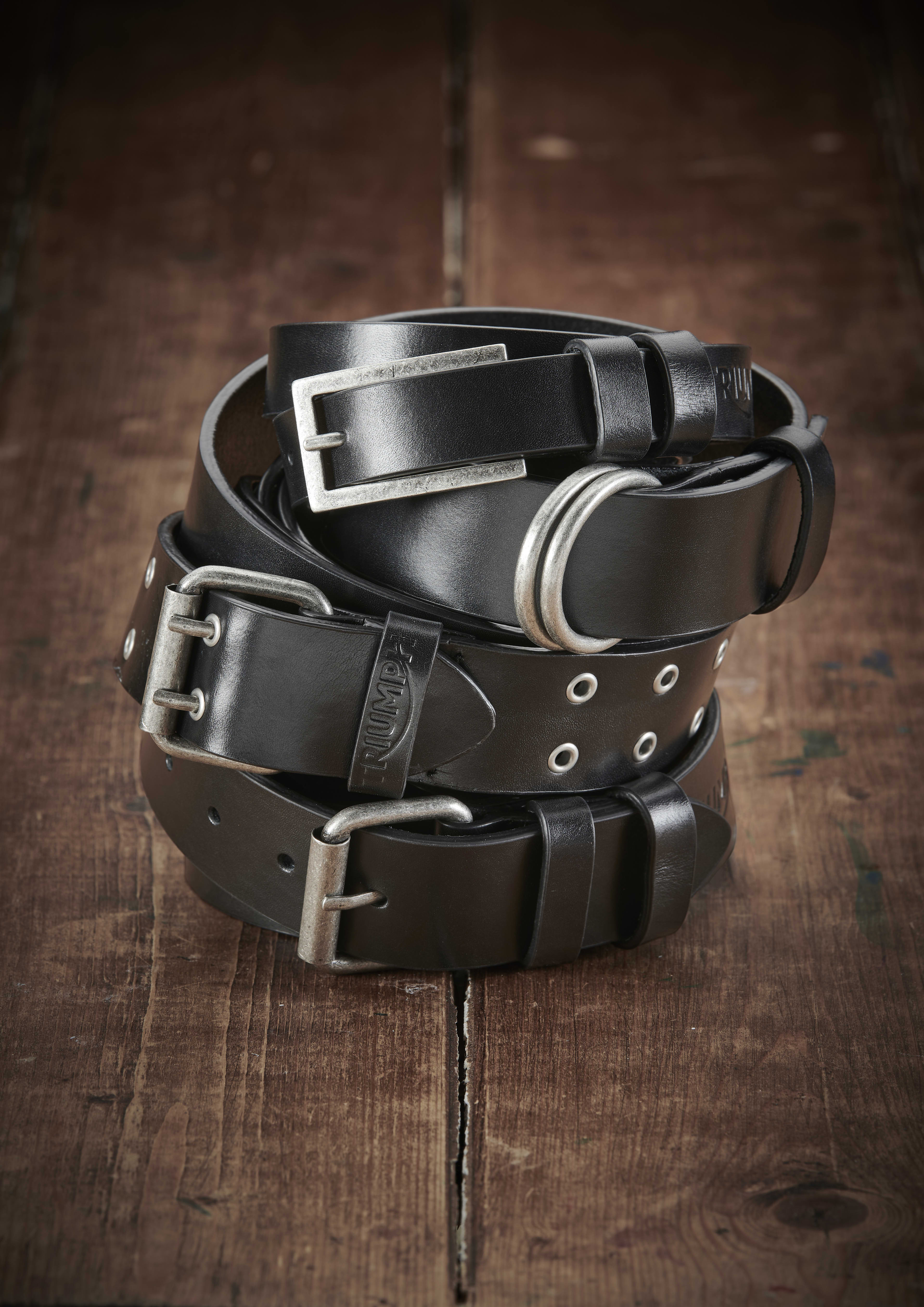 Men's Leather O-Ring Belt in Black| Leather Accessories